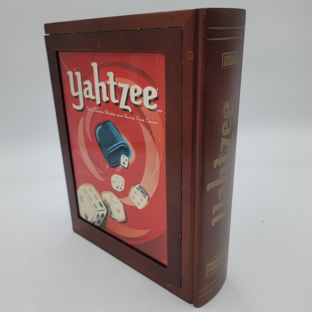 Yahtzee Vintage Game Collection Wooden Bookshelf Book Box Parker Brothers 2005